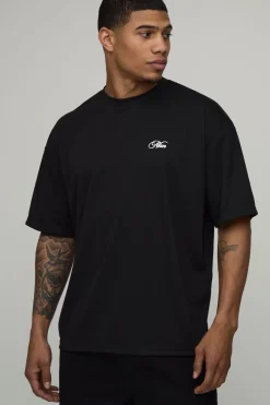 boohooMAN T-shirt Oversize En Interlock Épais Brodé De Motifs Floraux<Homme T-Shirts Impriméstendances|T-Shirts