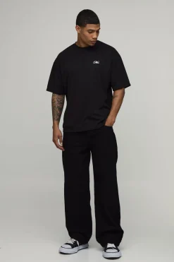 boohooMAN T-shirt Oversize En Interlock Épais Brodé De Motifs Floraux<Homme T-Shirts Impriméstendances|T-Shirts