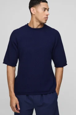 T-shirt oversize en maille gaufrée