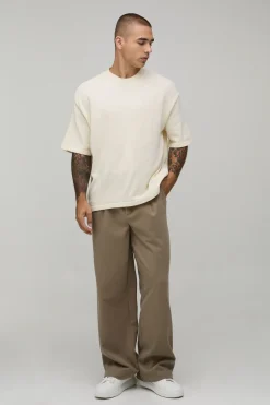 T-shirt Oversize En Maille Mélangée Coton