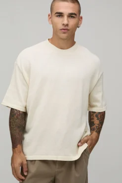 T-shirt Oversize En Maille Mélangée Coton