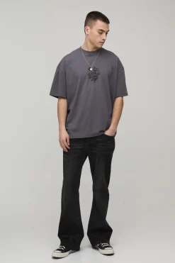 boohooMAN T-shirt Oversize À Floquage Floral<Homme T-Shirts Impriméstendances|T-Shirts