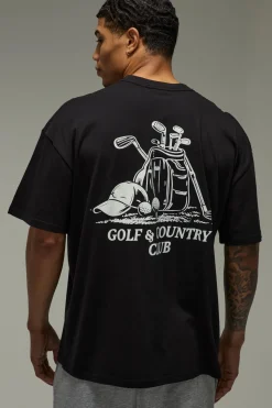 boohooMAN T-shirt Oversize Golf Country Club<Femme Tout Afficher Activewear|Athleisure