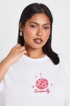 boohoo T-shirt Oversize Grande Taille Avec Slogan Et Boule Disco<Femme Tops