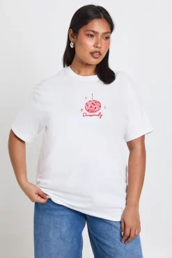 boohoo T-shirt Oversize Grande Taille Avec Slogan Et Boule Disco<Femme Tops