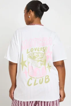 boohoo T-shirt Oversize Grande Taille Club Des Amoureux Du Matcha<Femme Tops