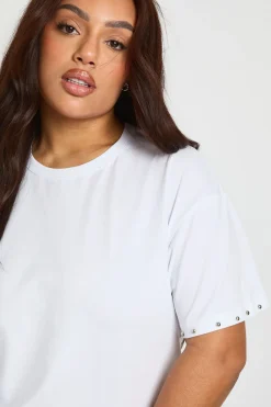 boohoo T-shirt Oversize Grande Taille avec Détails Cloutés<Femme Tops