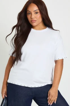 boohoo T-shirt Oversize Grande Taille avec Détails Cloutés<Femme Tops