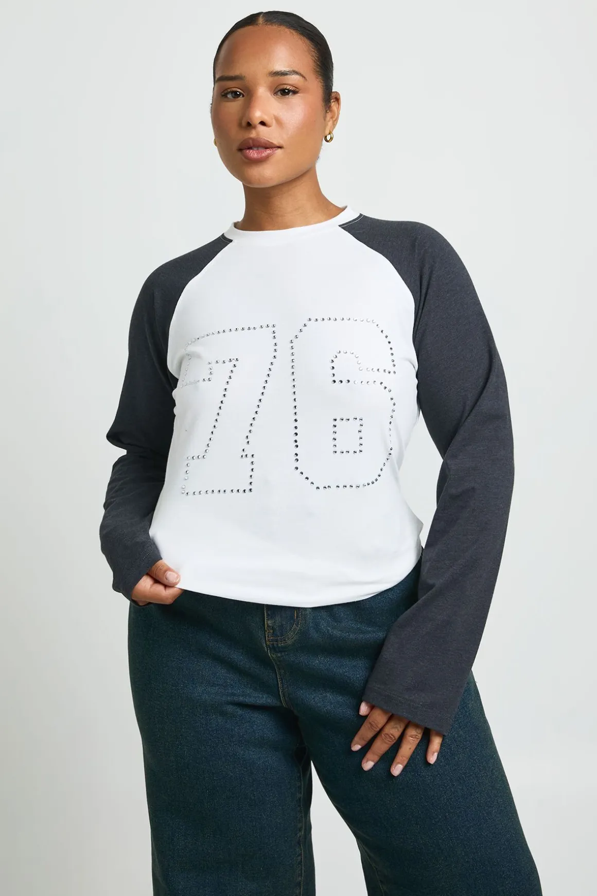 T-shirt Oversize Graphique Diamanté Plus