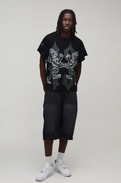T-shirt Oversize Graphique Délavé En Molleton Bouclé