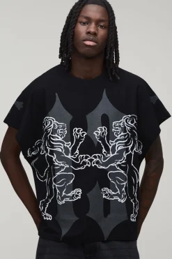 T-shirt Oversize Graphique Délavé En Molleton Bouclé