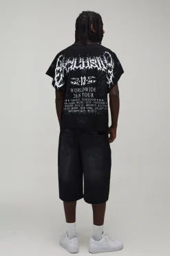 T-shirt Oversize Graphique Délavé En Molleton Bouclé