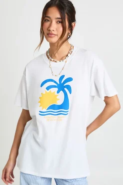 T-shirt Oversize Graphique Paradise Island Beach Club