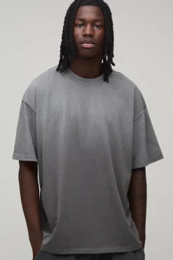 T-shirt Oversize Gris Anthracite Effet Spray Wash Avec Imprimé Hokkaido