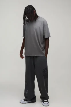 T-shirt Oversize Gris Anthracite Effet Spray Wash Avec Imprimé Hokkaido