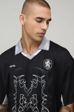 T-shirt Oversize Grunge Varsity En Mesh Avec Strass Et Col En V