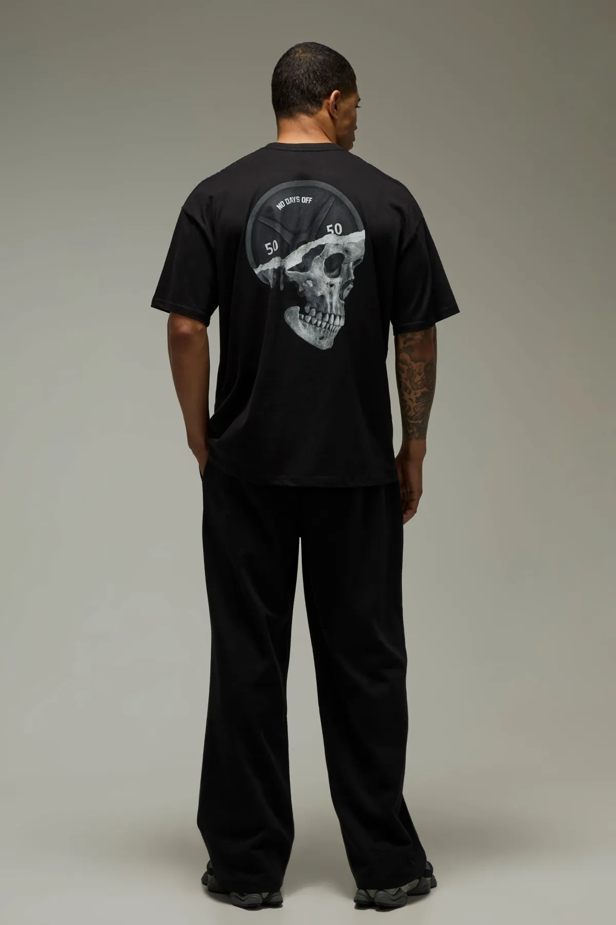 boohooMAN T-Shirt Oversize Homme Active No Days Off Tête de Mort<Femme Tout Afficher Activewear|Athleisure