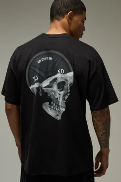 boohooMAN T-Shirt Oversize Homme Active No Days Off Tête de Mort<Femme Tout Afficher Activewear|Athleisure