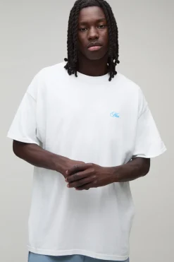 T-shirt Oversize Homme Imprimé Ovale Script