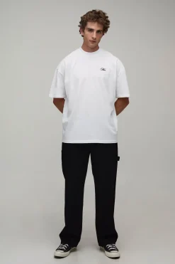 T-shirt Oversize Homme Imprimé Floral Script