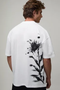 T-shirt Oversize Homme Imprimé Floral Script