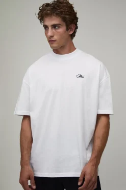 T-shirt Oversize Homme Imprimé Floral Script