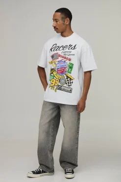 T-shirt Oversize Imprimé Badges Licence Flash Mcqueen