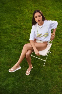 boohoo T-shirt Oversize À Imprimé Bikini Rayé<Femme Tops