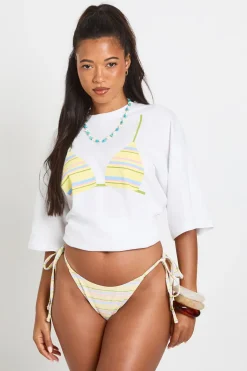 boohoo T-shirt Oversize À Imprimé Bikini Rayé<Femme Tops