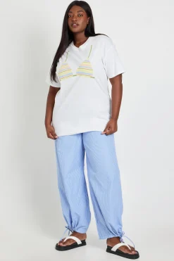 T-shirt Oversize Imprimé Bikini À Rayures Grande Taille