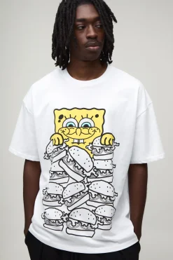 T-shirt Oversize Imprimé Bob L'éponge Burger Sous Licence