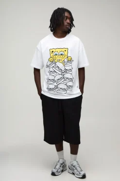 T-shirt Oversize Imprimé Bob L'éponge Burger Sous Licence