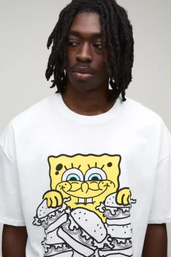 T-shirt Oversize Imprimé Bob L'éponge Burger Sous Licence
