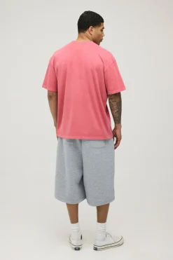 T-shirt Oversize Imprimé Brooklyn Rouge Délavé