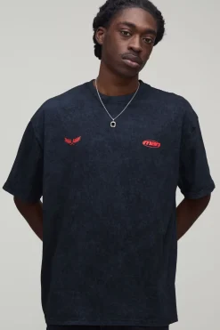 T-shirt Oversize Imprimé "built On Tradition" Charbon Délavé