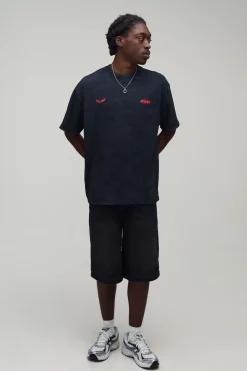T-shirt Oversize Imprimé "built On Tradition" Charbon Délavé
