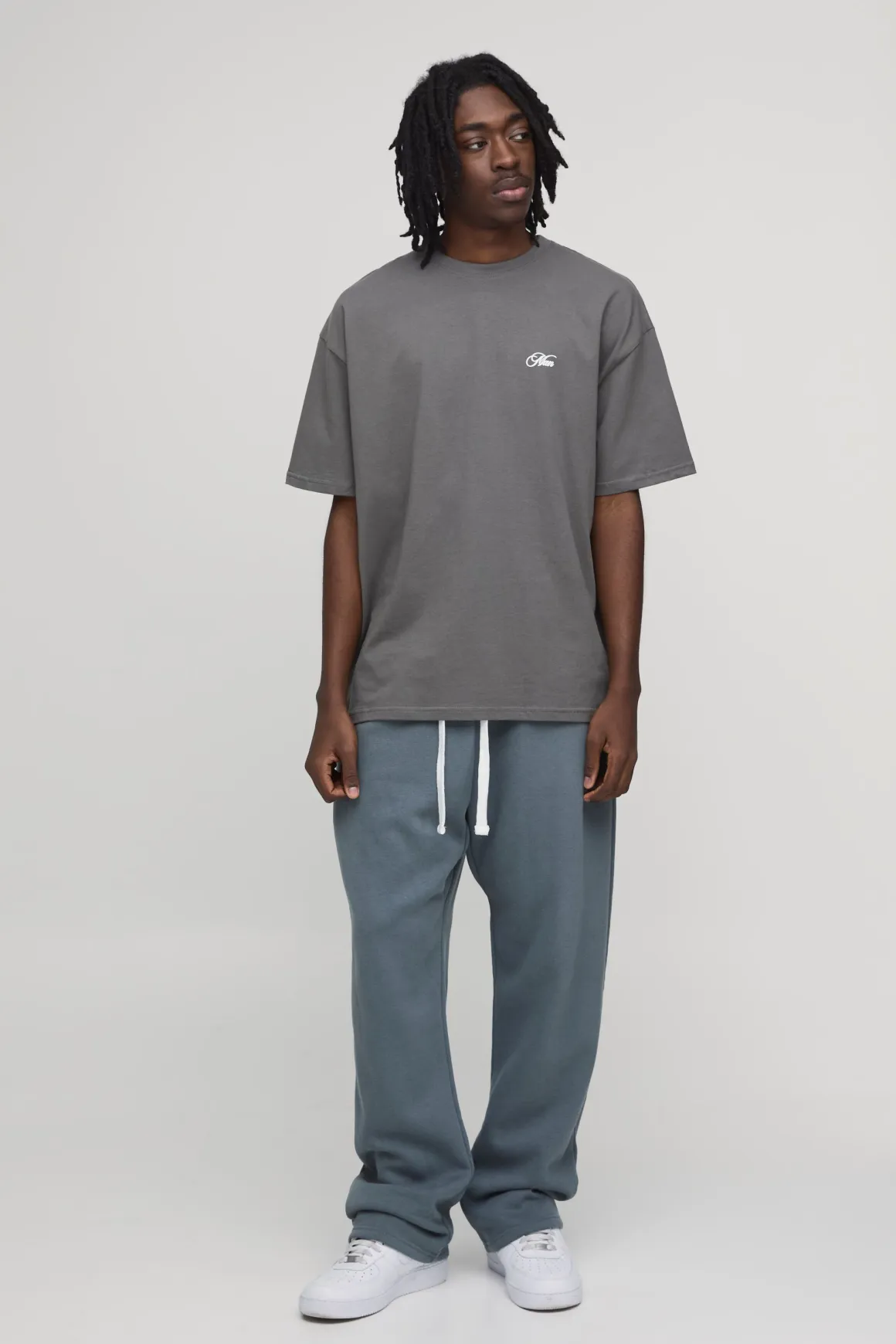 T-shirt Oversize Imprimé Château Anthracite