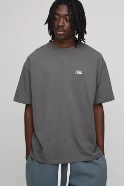 T-shirt Oversize Imprimé Château Anthracite