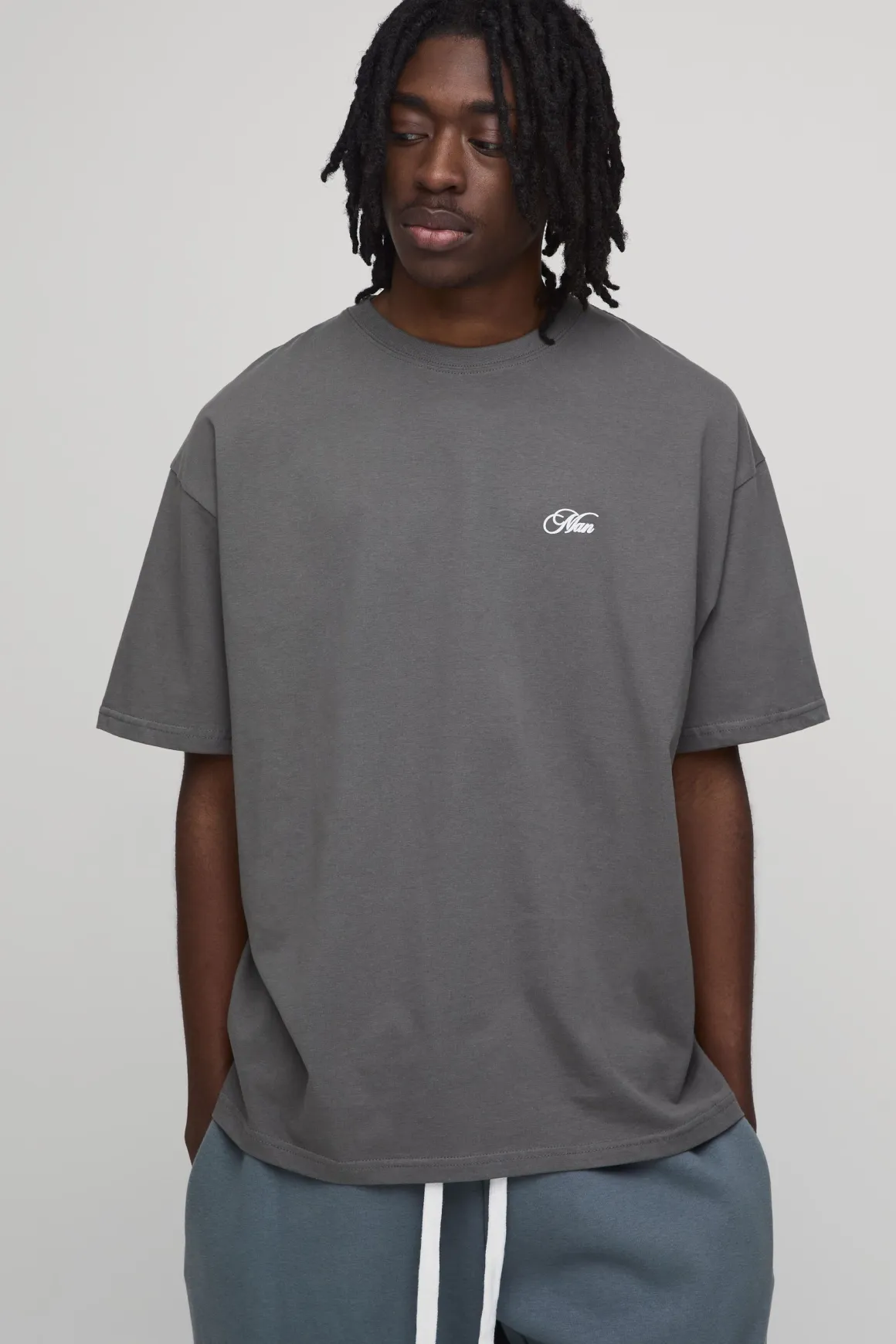 T-shirt Oversize Imprimé Château Anthracite