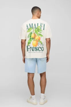boohooMAN T-shirt oversize imprimé citron Amalfi<Homme T-Shirts Impriméstendances|T-Shirts