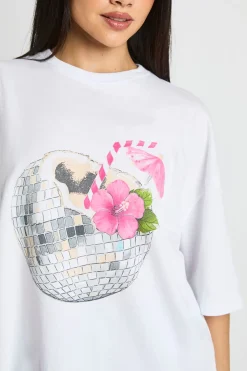 T-shirt Oversize Imprimé Cocktail Boule Disco