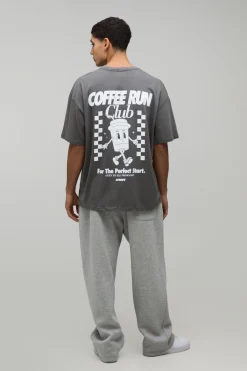 boohooMAN T-Shirt Oversize Imprimé Coffee Club Anthracite<Homme T-Shirts Impriméstendances|T-Shirts