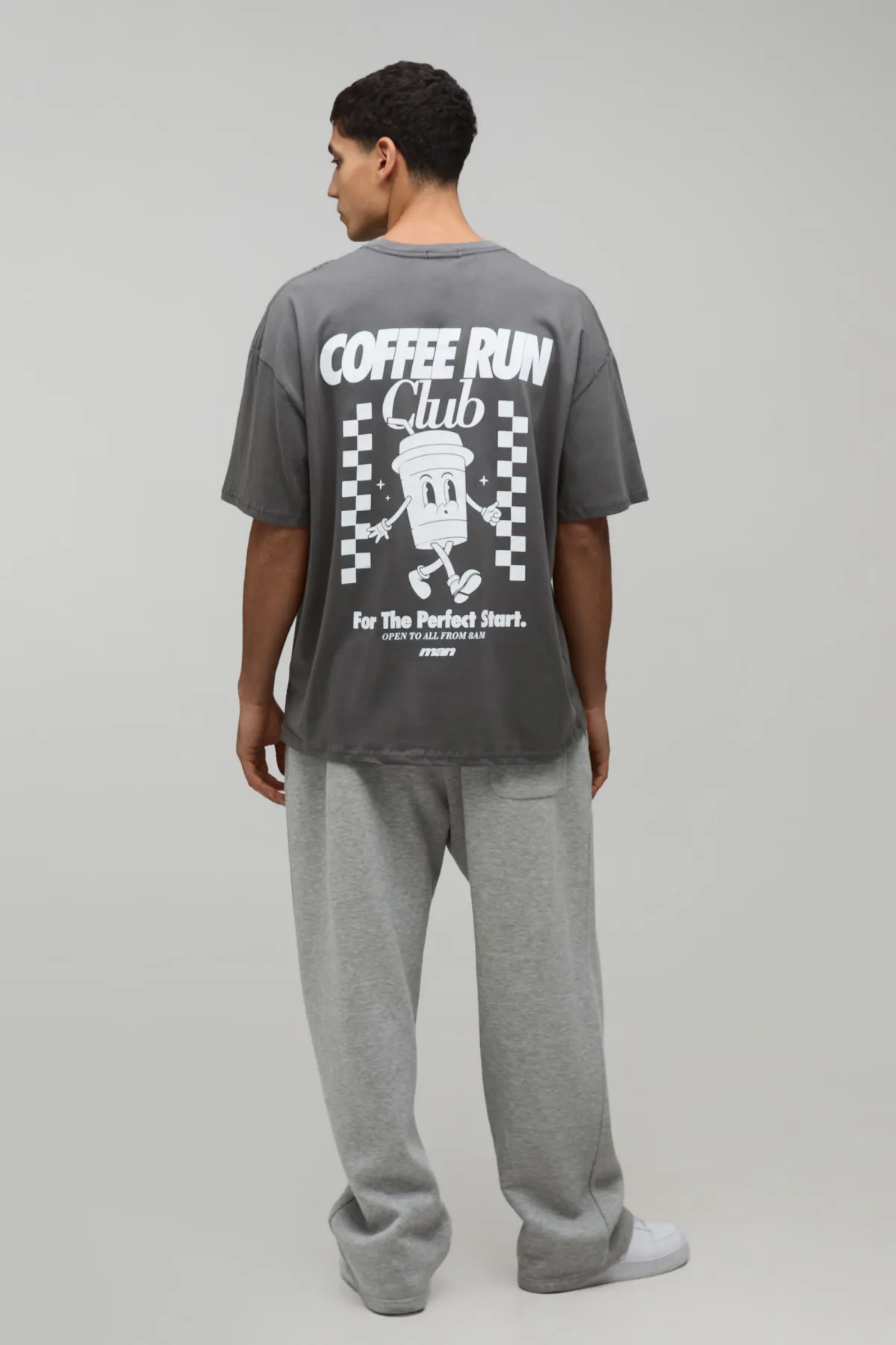 boohooMAN T-Shirt Oversize Imprimé Coffee Club Anthracite<Homme T-Shirts Impriméstendances|T-Shirts
