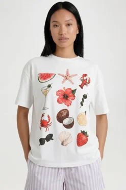 T-shirt Oversize À Imprimé Collage Tropical