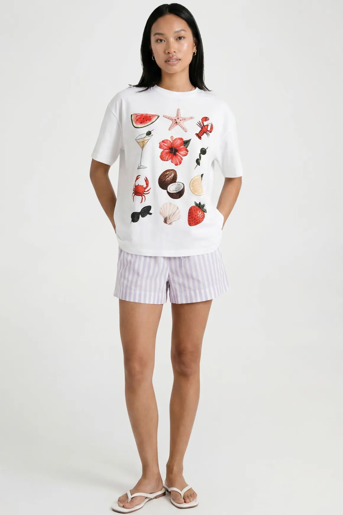 T-shirt Oversize À Imprimé Collage Tropical