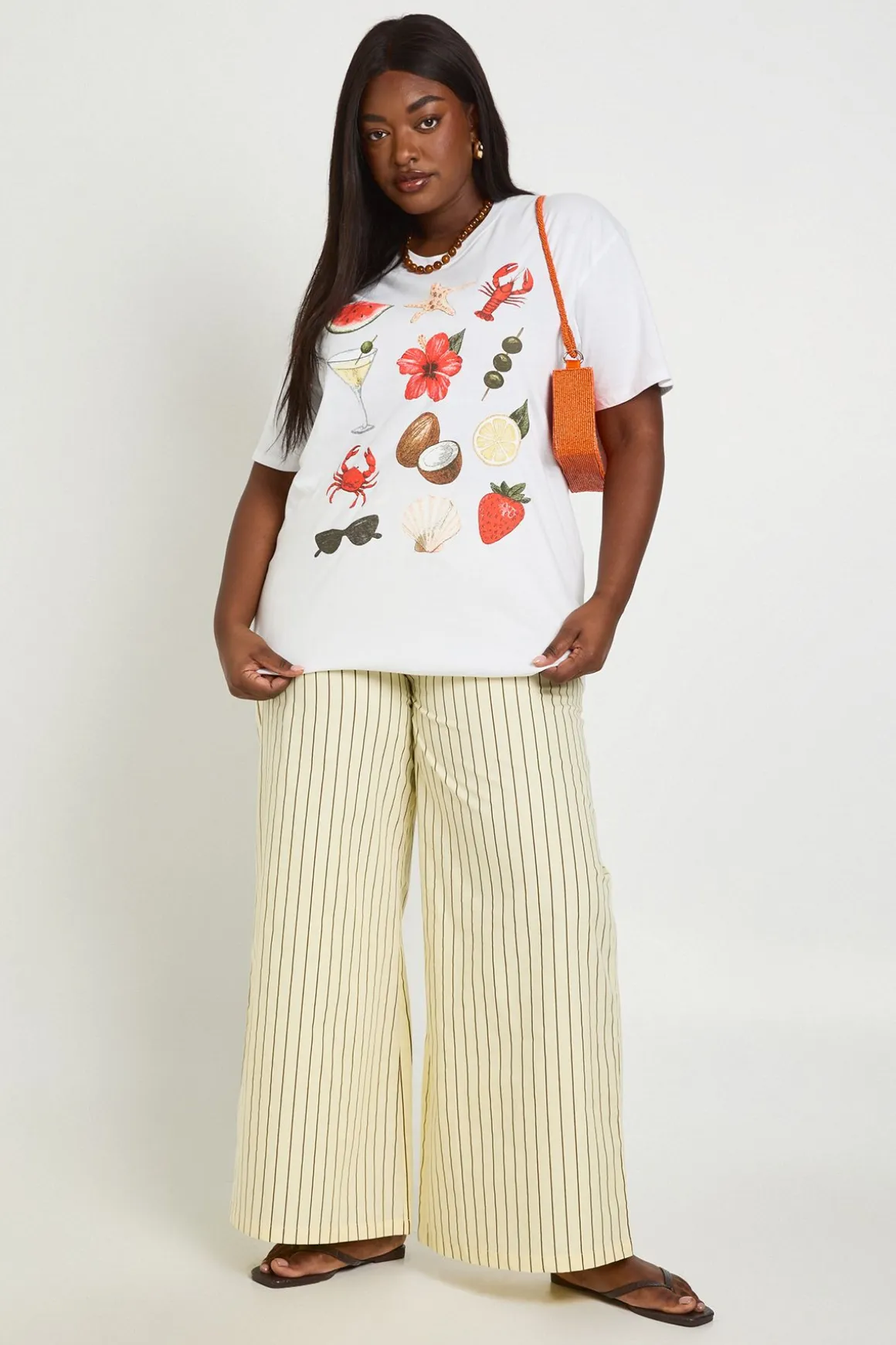 T-shirt Oversize Imprimé Collage Tropical Plus