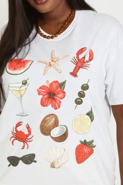 T-shirt Oversize Imprimé Collage Tropical Plus