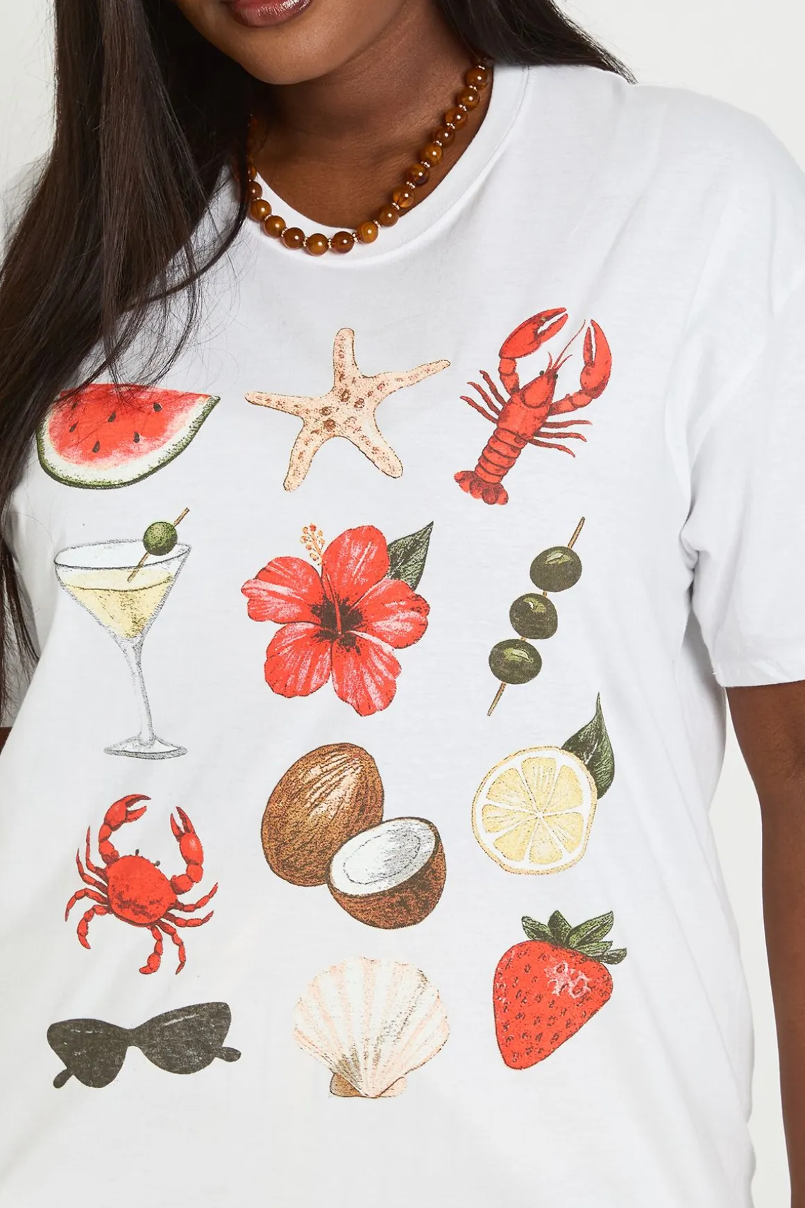 T-shirt Oversize Imprimé Collage Tropical Plus