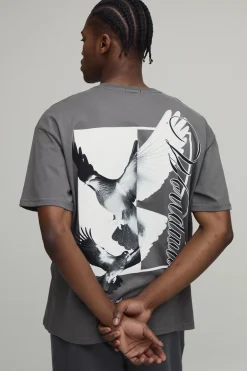 T-shirt Oversize à Imprimé Colombe Worldwide au Dos