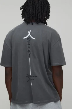 T-Shirt Oversize Imprimé Colonne Vertébrale Délavé Tall